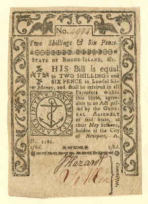 Colonial Currency - FR RI-293 - May 1786 - Paper Money
